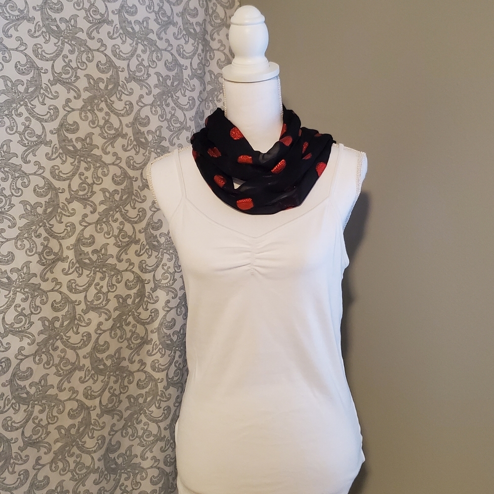 Black Scarf w/Red Polka Dots - Picture 3 of 4